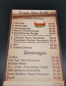 large size menu